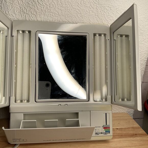 VTG Norelco Satin Collection 4 Lamp Slim.Line Elactronic System Makeup Mirror - Picture 9 of 13